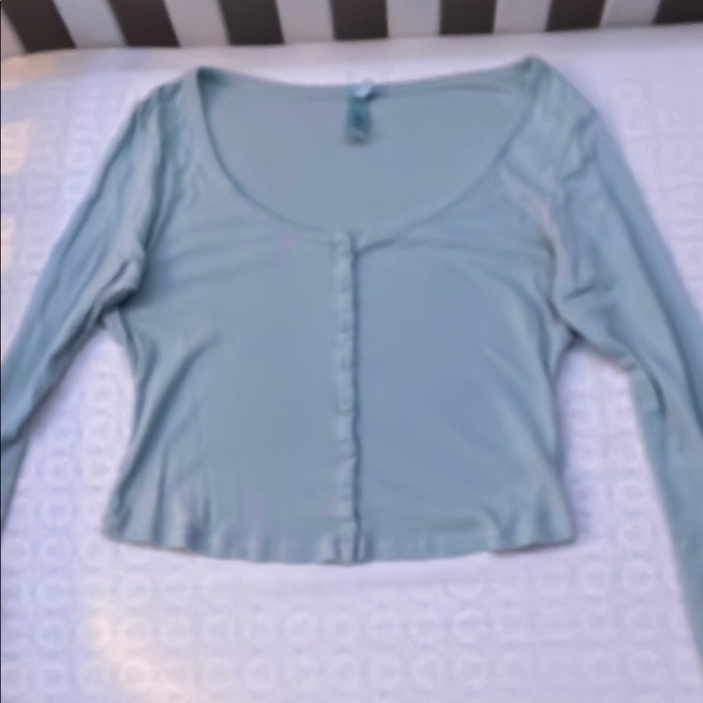 SKIMS Soft Blue Scoop Neck Blouse